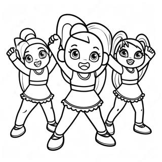 LOL Cheerleader Group Performance Coloring Page | LOL Cheerleader coloring page