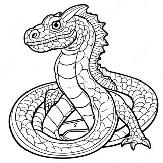 Ferocious Basilisk in the Chamber Coloring Page | Harry Potter Basilisk coloring page