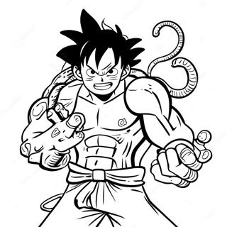 Luffy Gear 4 Snakeman Action Pose Färgläggningssida | Luffy Gear 4 Snakeman målarbild