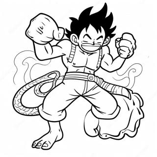 Luffy Gear 4 Snakeman Stridsscen Färgläggningssida | Luffy Gear 4 Snakeman målarbild