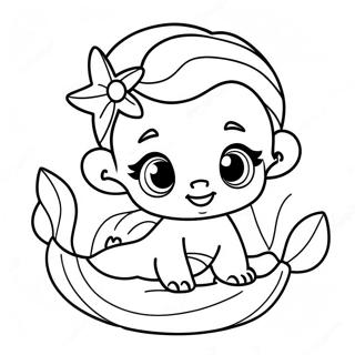 Page à colorier adorable bébé Ariel | Page de coloriage Bébé Princesse Disney