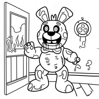 Eerie Springtrap in a Haunted House Coloring Page | Full Body Springtrap coloring page