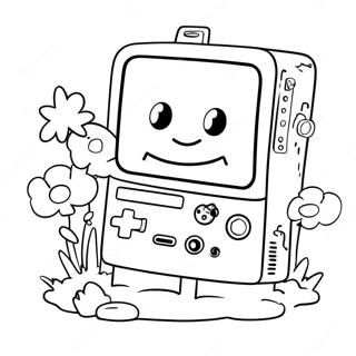 Happy BMO with Friends Coloring Page | BMO coloring page