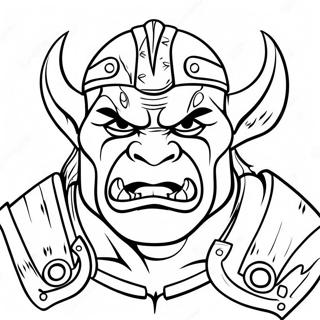 Kleurige Orc Krijger Kleurplaat | Wereld van Warcraft kleurplaat