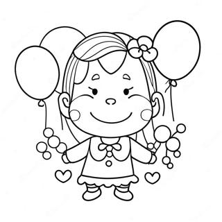 Happy Birthday Aunt with Balloons Coloring Page | Happy Birthday Aunt coloring page