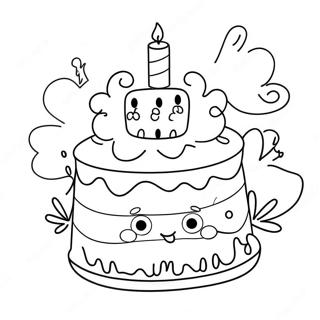 Cute Happy Birthday Aunt with Cake Coloring Page | Happy Birthday Aunt coloring page