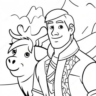 Abenteuerlicher Kristoff und Sven Ausmalbild | Kristoff und Sven Ausmalbild