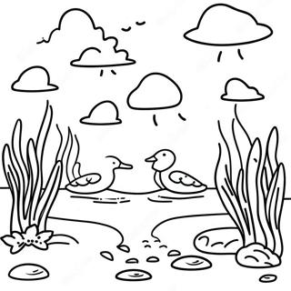 Wetlands Nature Scene Coloring Page | Wetlands coloring page