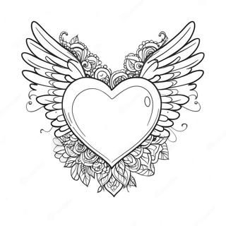 Heart with Wings Coloring Page | Heart with Wings coloring page