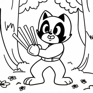 Cute Wolverine in a Forest Coloring Page | Wolverine Animal coloring page