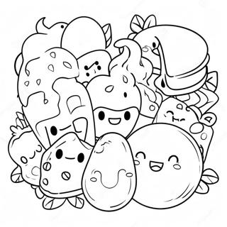 Cute Food Characters Coloring Page | Easy Cute Food coloring page