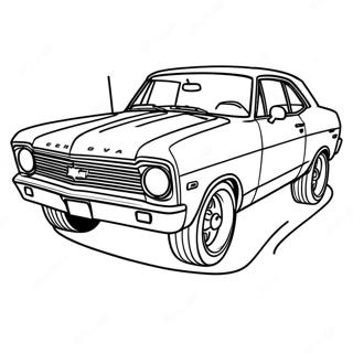 Chevy Nova Classic Car Coloring Page | Chevy Nova coloring page
