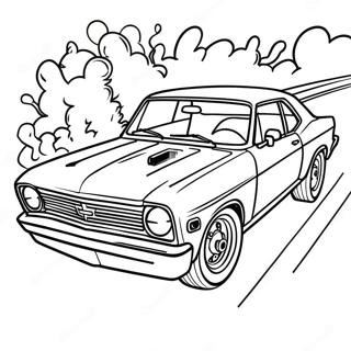 Chevy Nova Racing Action Coloring Page | Chevy Nova coloring page