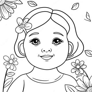 Cute Ava with Flowers Coloring Page | Ava coloring page