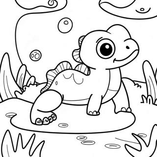 Cute Newt in a Pond Coloring Page | Newt coloring page