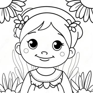 Cute Anya with Flowers Coloring Page | Anya coloring page