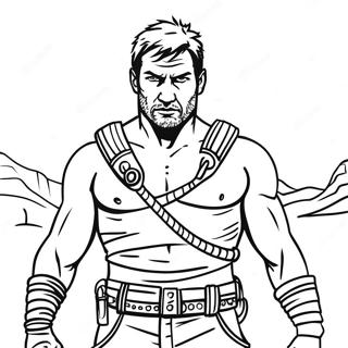 Fierce Mad Max Warrior Coloring Page | Mad Max coloring page