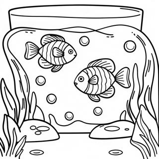 Fish Tank Underwater Scene Coloring Page | Fish Tank coloring page