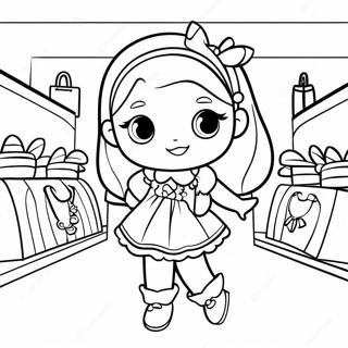 Cute Shoppies in Fashion Outfits Coloring Page | Shoppies coloring page