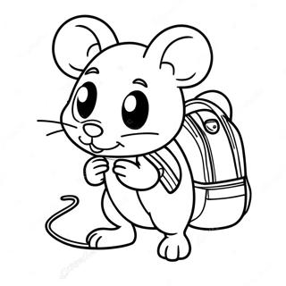 Adventurous Mouse in a Backpack Coloring Page | If You Take a Mouse to School coloring page