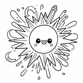 Colorful Cartoon Explosion Coloring Page | Explosion coloring page