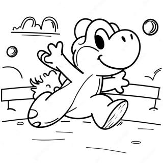 Yoshi Jumping Across Platforms Coloring Page | Yoshi's Crafted World coloring page