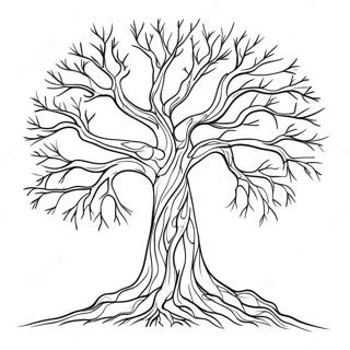 Bare Tree with Twisting Branches Coloring Page | Bare Tree coloring page