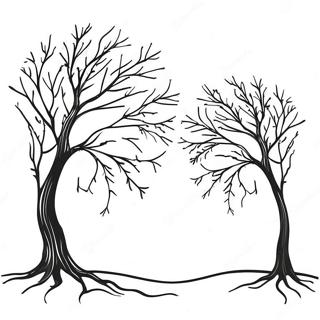 Bare Tree Silhouette Coloring Page | Bare Tree coloring page