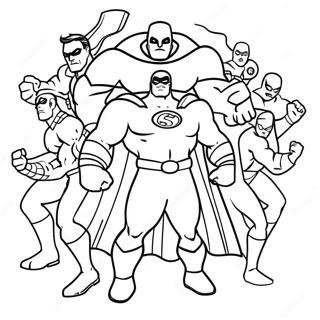 Superhero Team in Battle Coloring Page | Action Heroes coloring page