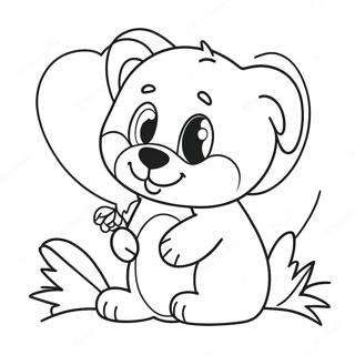 Cute Valentine's Day Animals Coloring Page | Valentines Day coloring page