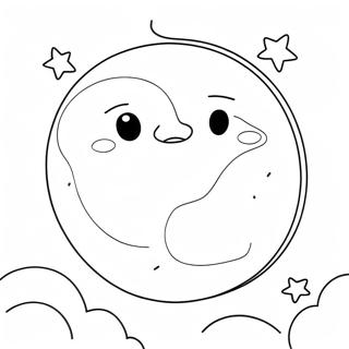 Glowing Moon and Twinkling Stars Coloring Page | Moon and Stars coloring page
