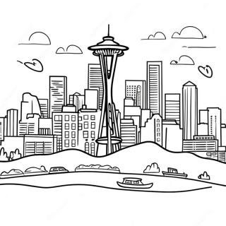 Seattle Skyline Coloring Page | Seattle coloring page