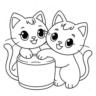 Cute Kittens Playing Coloring Page | Cats coloring page