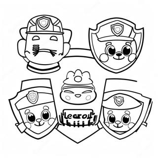 Färgglada Paw Patrol märken färgläggningssida | Paw Patrol Märken målarbild