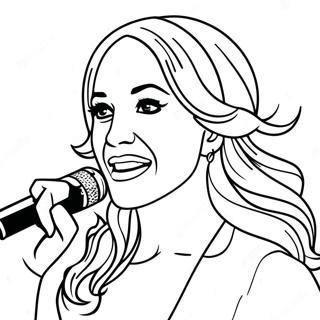 Carrie Underwood Singing on Stage Coloring Page | Carrie Underwood coloring page