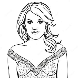 Carrie Underwood in a Sparkling Dress Coloring Page | Carrie Underwood coloring page