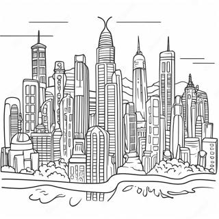Futuristic Cityscape Coloring Page | Futuristic coloring page