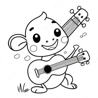 Cute Cartoon Ukulele Coloring Page | Ukulele coloring page