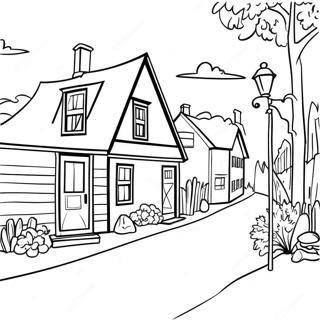 Charming Vermont Village Coloring Page | Vermont coloring page