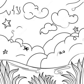 Night Time Sky Coloring Page | Night Time coloring page