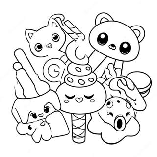 Cute Candy Animals Lisa Frank Coloring Page | Candy Lisa Frank coloring page