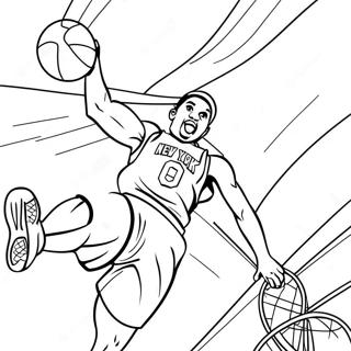 New York Knicks Player Dunking Coloring Page | Knicks coloring page