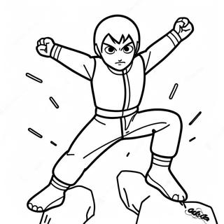 Rock Lee Dynamic Action Pose Coloring Page | Rock Lee coloring page
