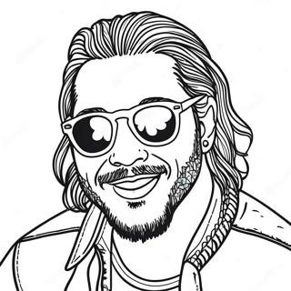 Post Malone with Sunglasses Coloring Page | Post Malone coloring page