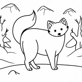 Arctic Fox in the Snow Coloring Page | Tundra coloring page