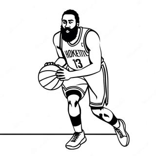 James Harden Dribbling Basketball Coloring Page | James Harden coloring page