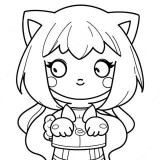 Page à colorier de fille chat anime | Page de coloriage Fille chat anime