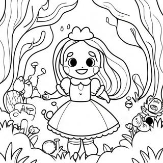 Psychedelic Alice in Wonderland Coloring Page | Psychedelic Alice in Wonderland coloring page