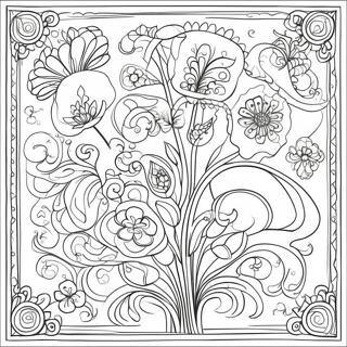 Art Nouveau Floral Patterns Coloring Page | Art Nouveau coloring page
