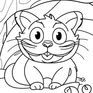 Colorful Cheshire Cat in Wonderland Coloring Page | Psychedelic Alice in Wonderland coloring page